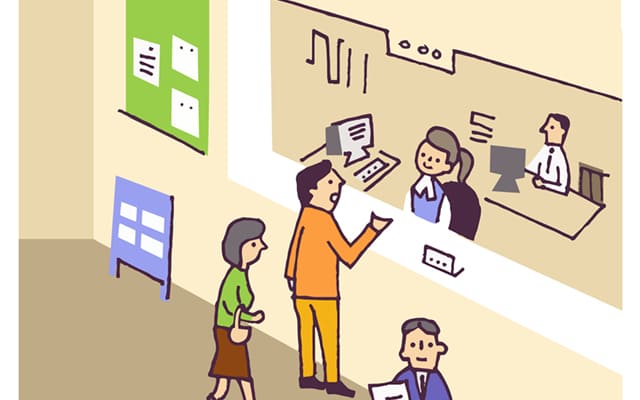 行政窓口に相談するイラスト